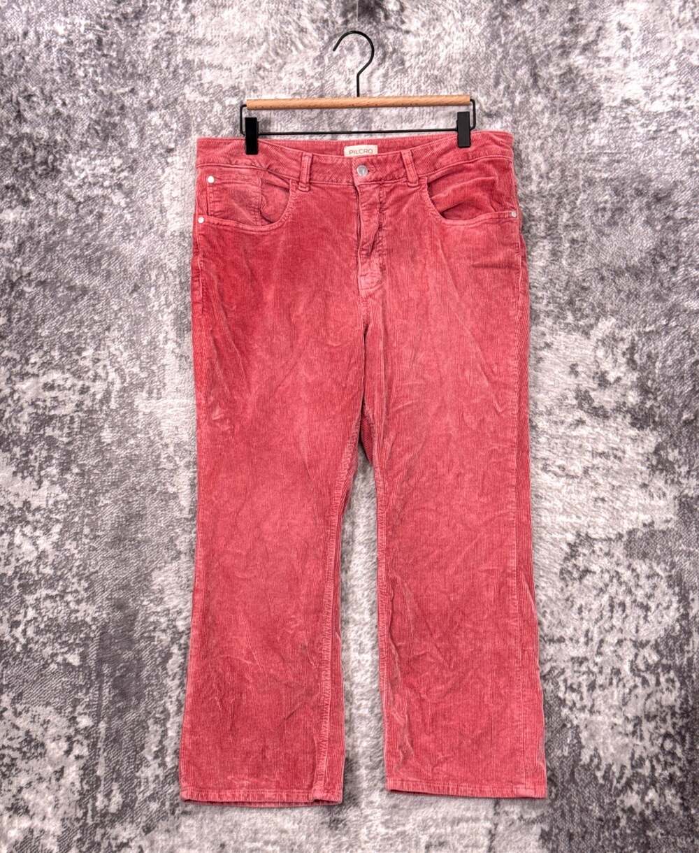 Anthropologie Pants 33 Petite Womens Pilcro Pink Corduroy Ankle Flare